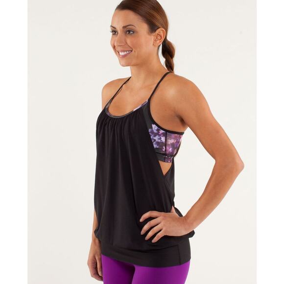 Lululemon No Limits Tank Black Spring Has Sprung Multi sz 6 - Picture 1 of 7